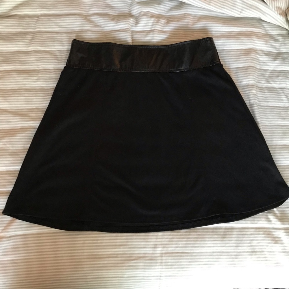 Black Skirt with Leather Detail on Waistband